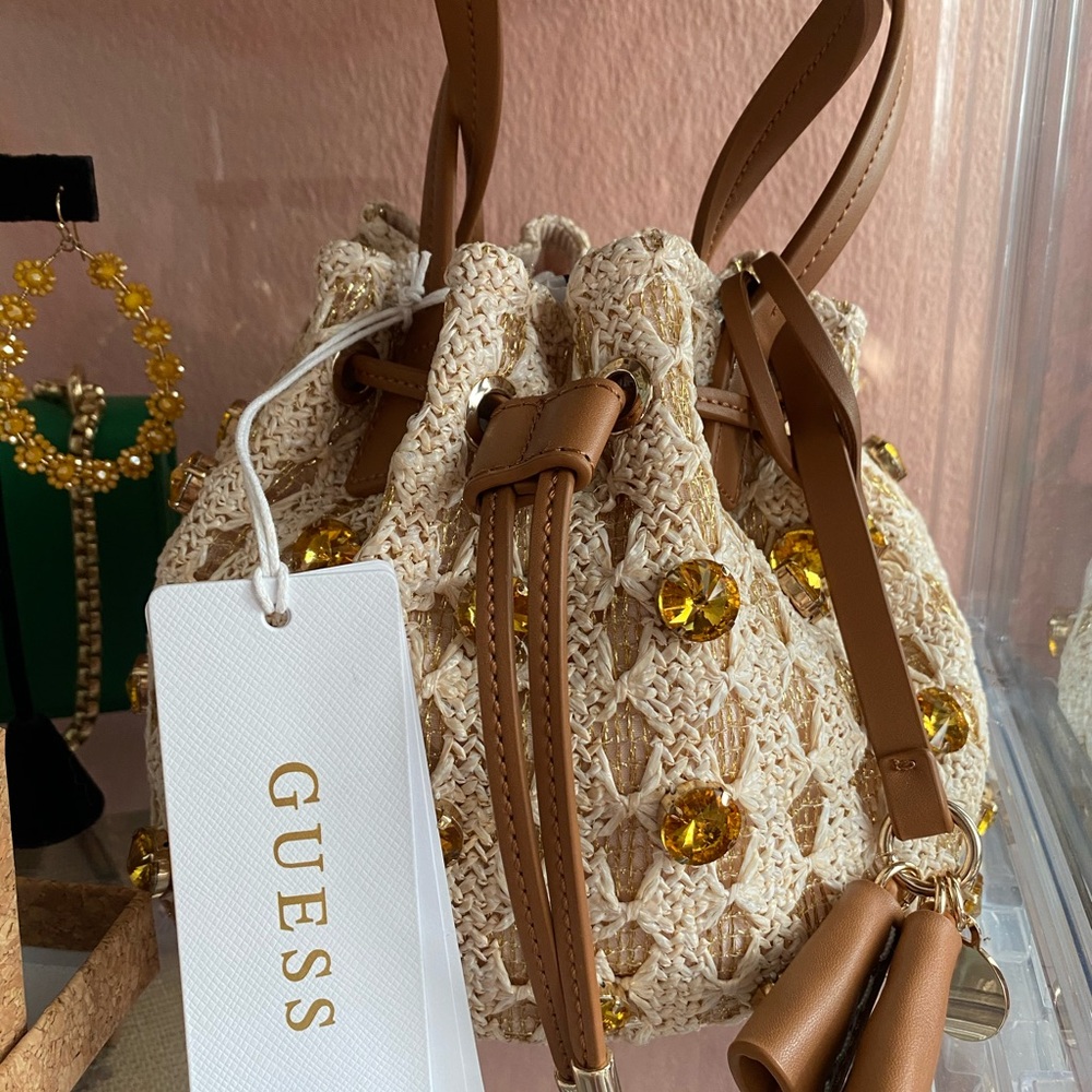GUESS Tan and Gold Mini Bag